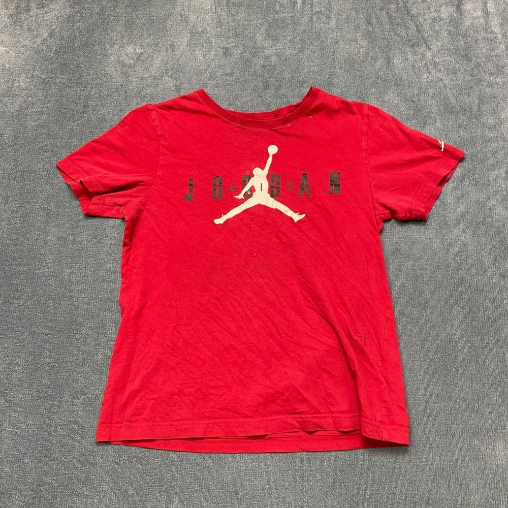 Air Jordan Graphic T Shirt Boys Large Red Jumpman Logo Tee Short Sleeve Pullover